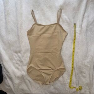 Capezio Nude Leotard – Lined Spaghetti Strap Straight Neckline Dancewear Medium